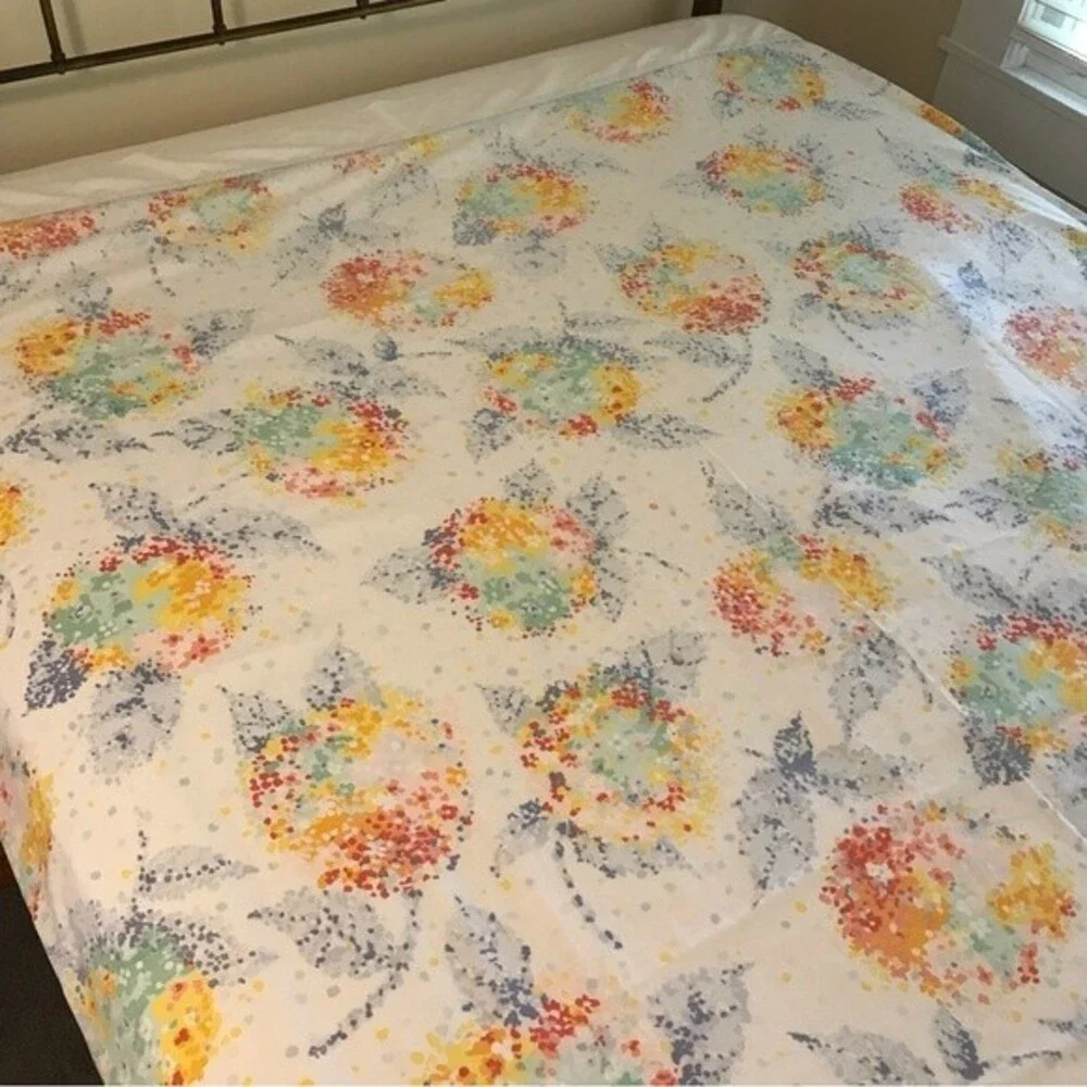 Vintage Martex Westpoint Pepperell Abstract Floral Percale Twin Flat Sheet
